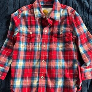 Boys size 4-5Y Boden Red Plaid Button-Down Shirt